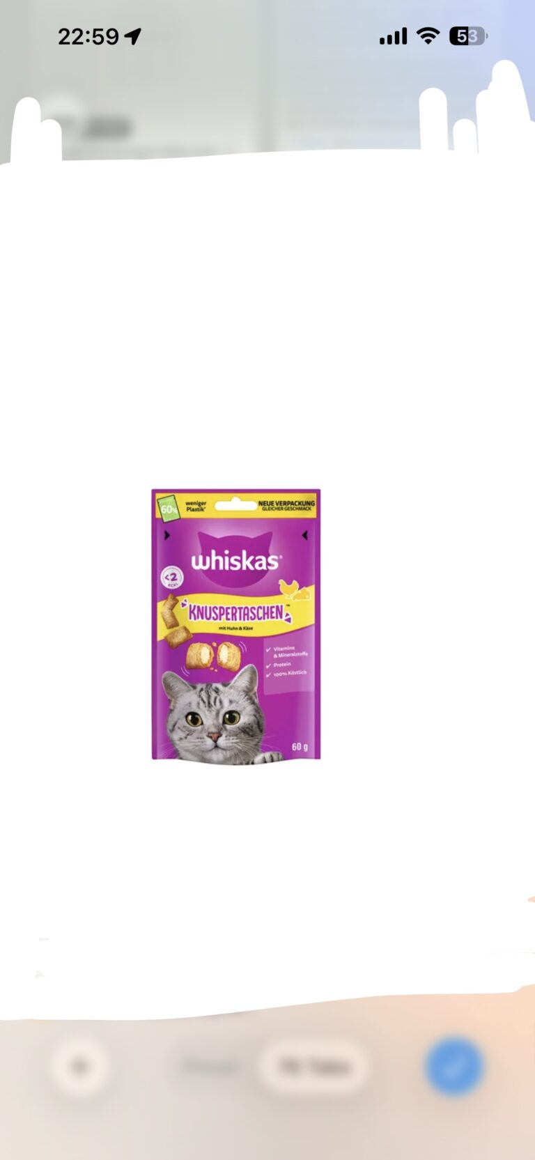 Whiskas Snacks Knuspertaschen mit Huhn & Käse 60g