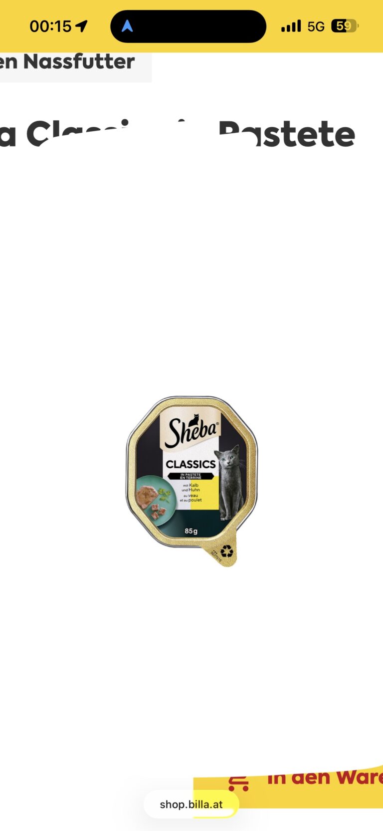 Sheba Classics in Pastete mit Kalb & Huhn 85g