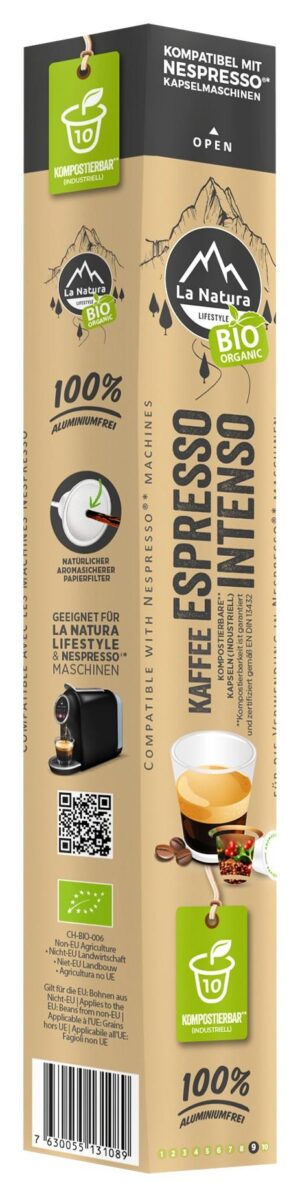 La Natura Kaffee Kapseln Bio Espresso Intenso 10 Stück