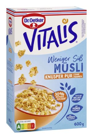 Dr. Oetker Vitalis Knusper Pur-Müsli weniger süß 600g