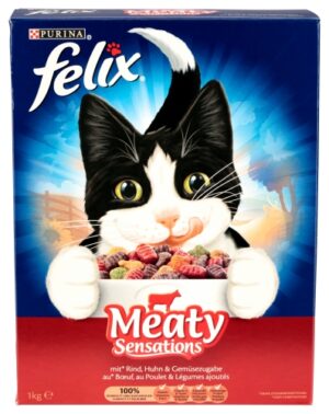 Felix Katzenfutter Meaty Sensations mit Rind, Huhn & Gemüsezugabe 1kg